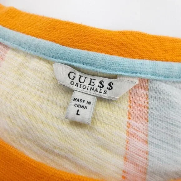GUESS ASAP Rocky Vintage Striped Short Sleeve Ringer T-shirt 90s Streetwear‎ Y2k - Picture 2 of 9